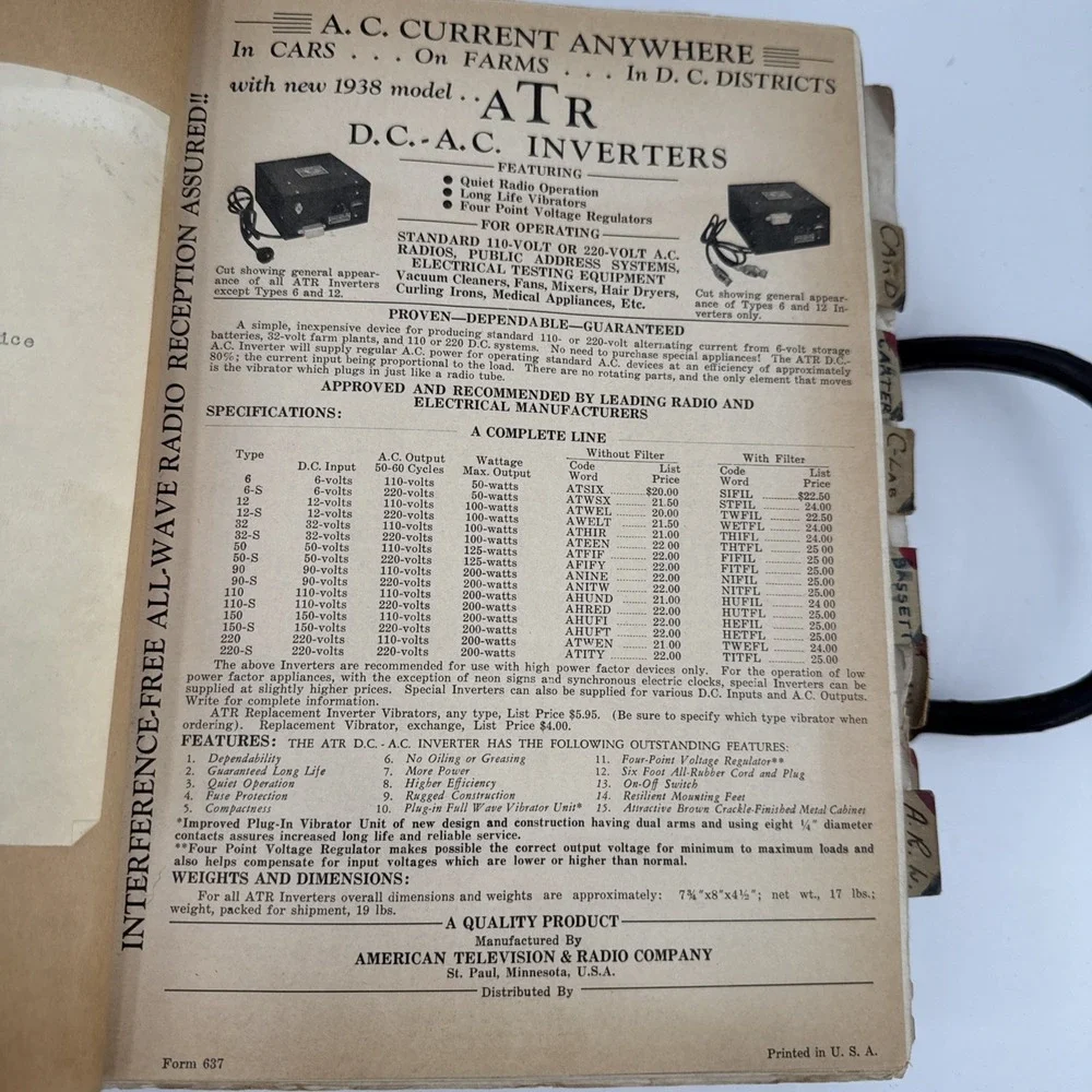 VTG 1937 Master-Graft Salesman Sample Catalog Binder Radio Electronics Auto